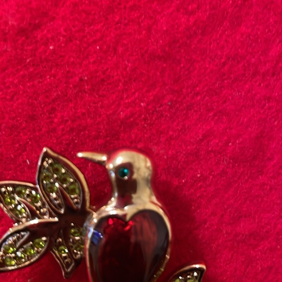 Vintage 1980’s Liz Claiborne Enamel and Rhinestone Bird Brooch- 2 1/4” x 2” - Picture 3 of 4